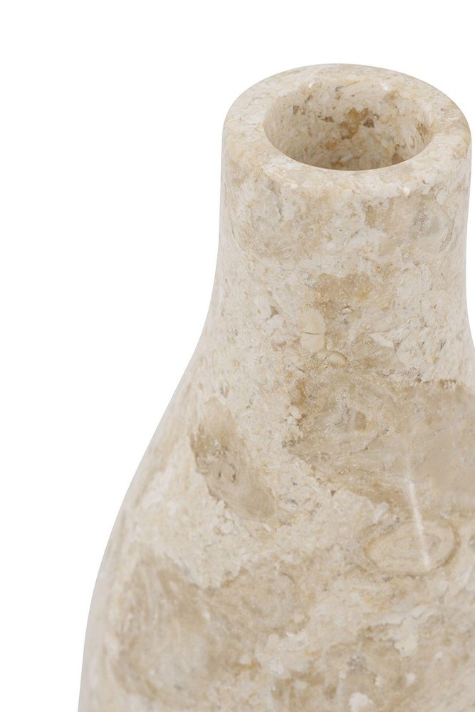 12" Cream And Beige Faux Marble Genuine Marble Bud Table Vase