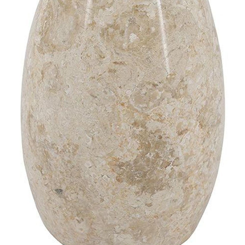 12" Cream And Beige Faux Marble Genuine Marble Bud Table Vase