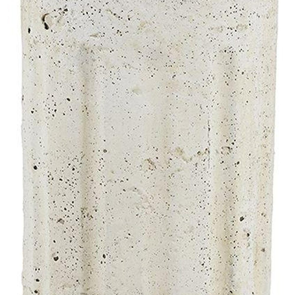 10" Cream Ribbed Concrete Cylinder Table Vase