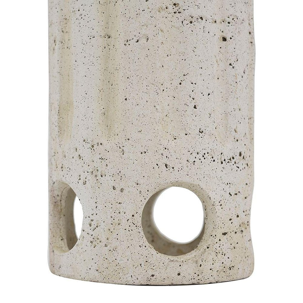 10" Cream Ribbed Concrete Cylinder Table Vase