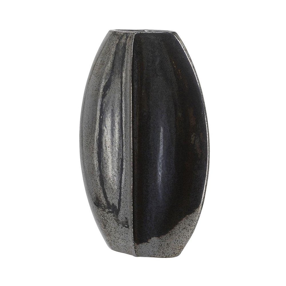 20" Black Ceramic Oval Table Vase