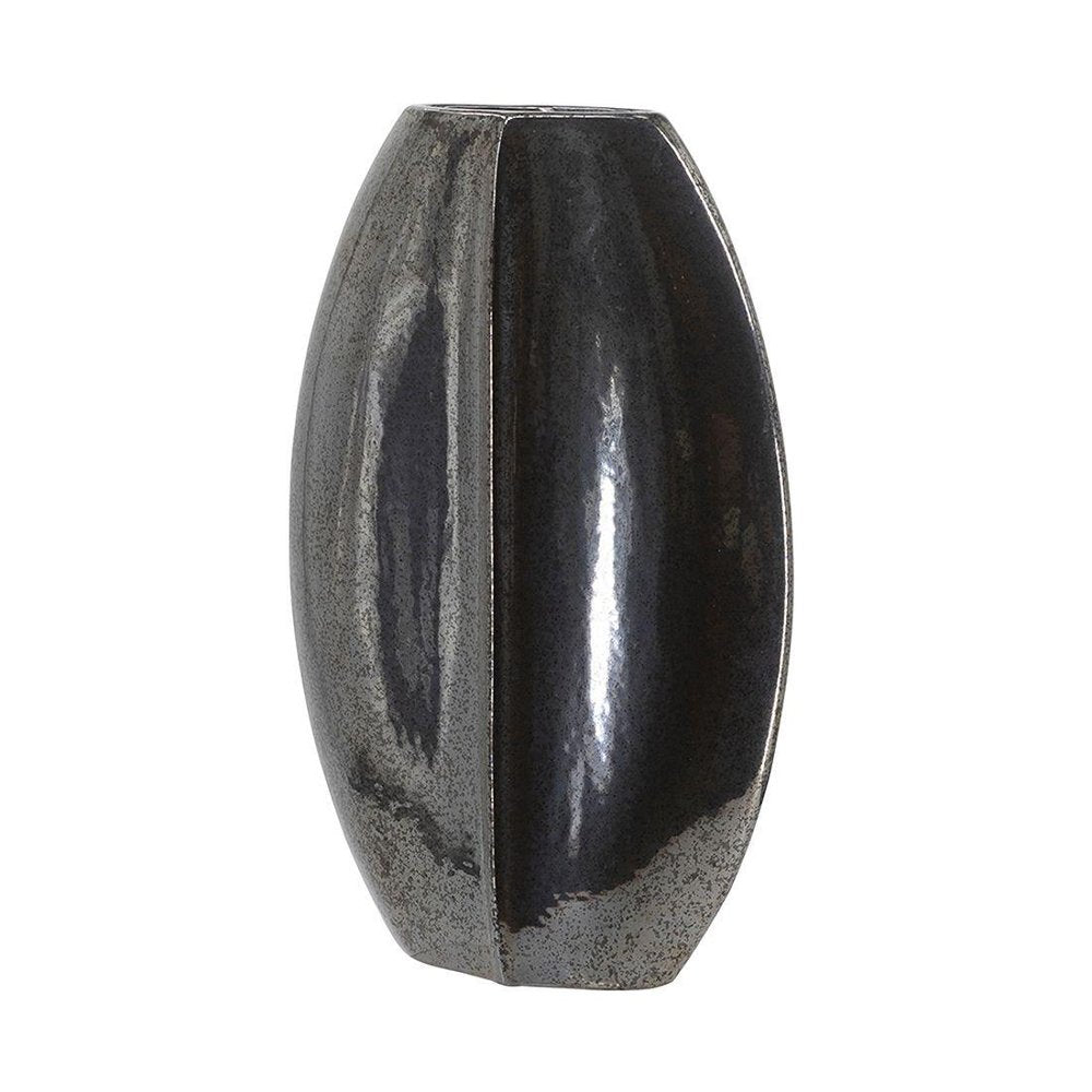 20" Black Ceramic Oval Table Vase