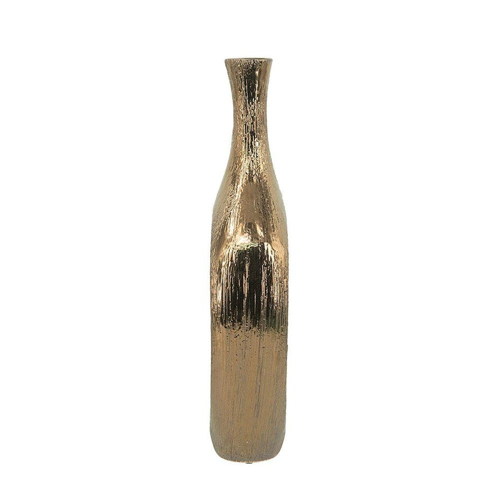 19" Antiqued Gold Ceramic Table Vase
