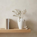 11" White Ceramic Amphora Table Vase With Sculptural Details