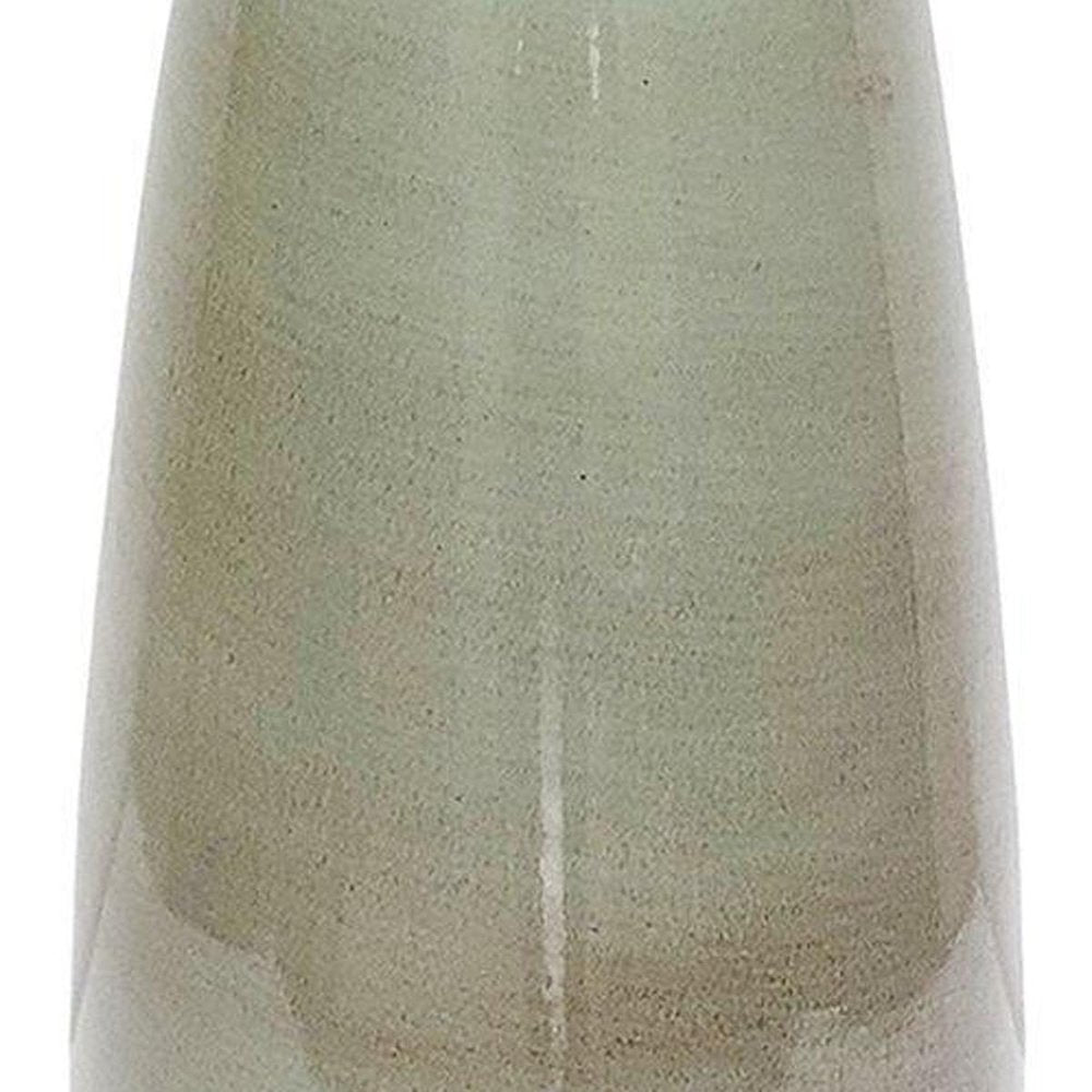 14" Olive Green Cast Iron Tapered Table Vase