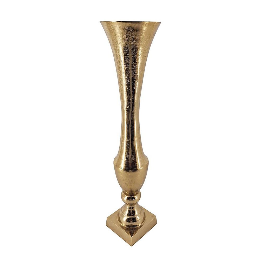 25" Gold Aluminum Trumpet Floor Vase