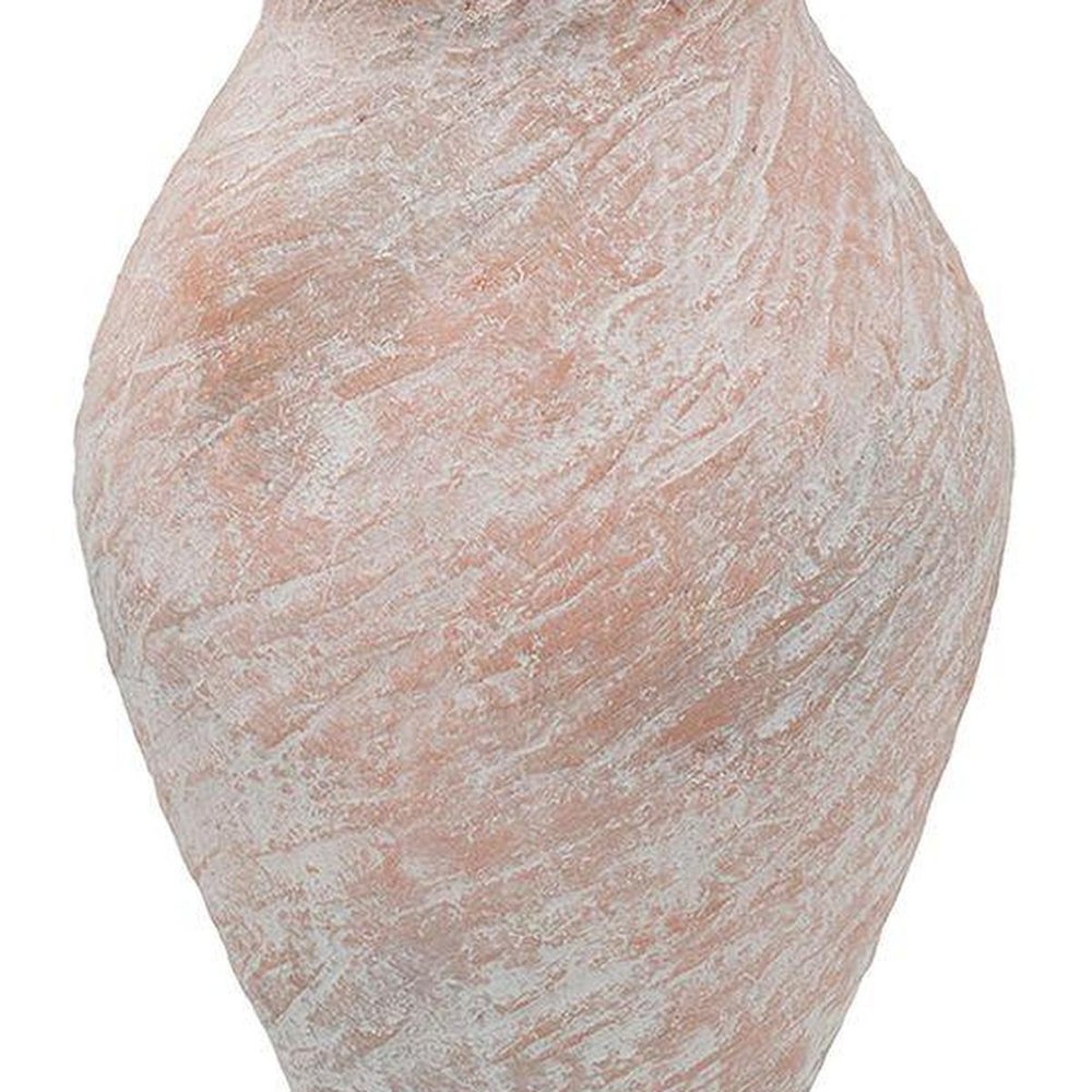 15" Terra Cotta And Cream Crackle Glaze Terracotta Urn Table Vase