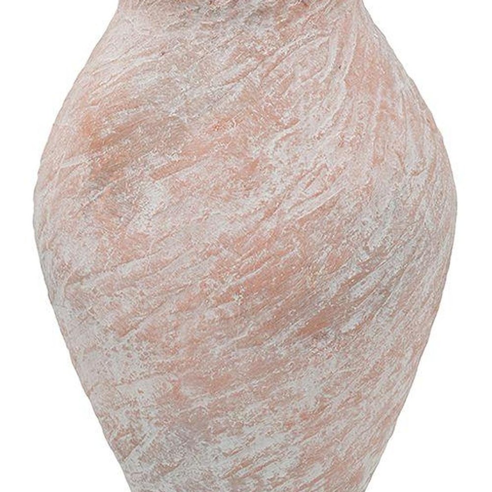 15" Terra Cotta And Cream Crackle Glaze Terracotta Urn Table Vase