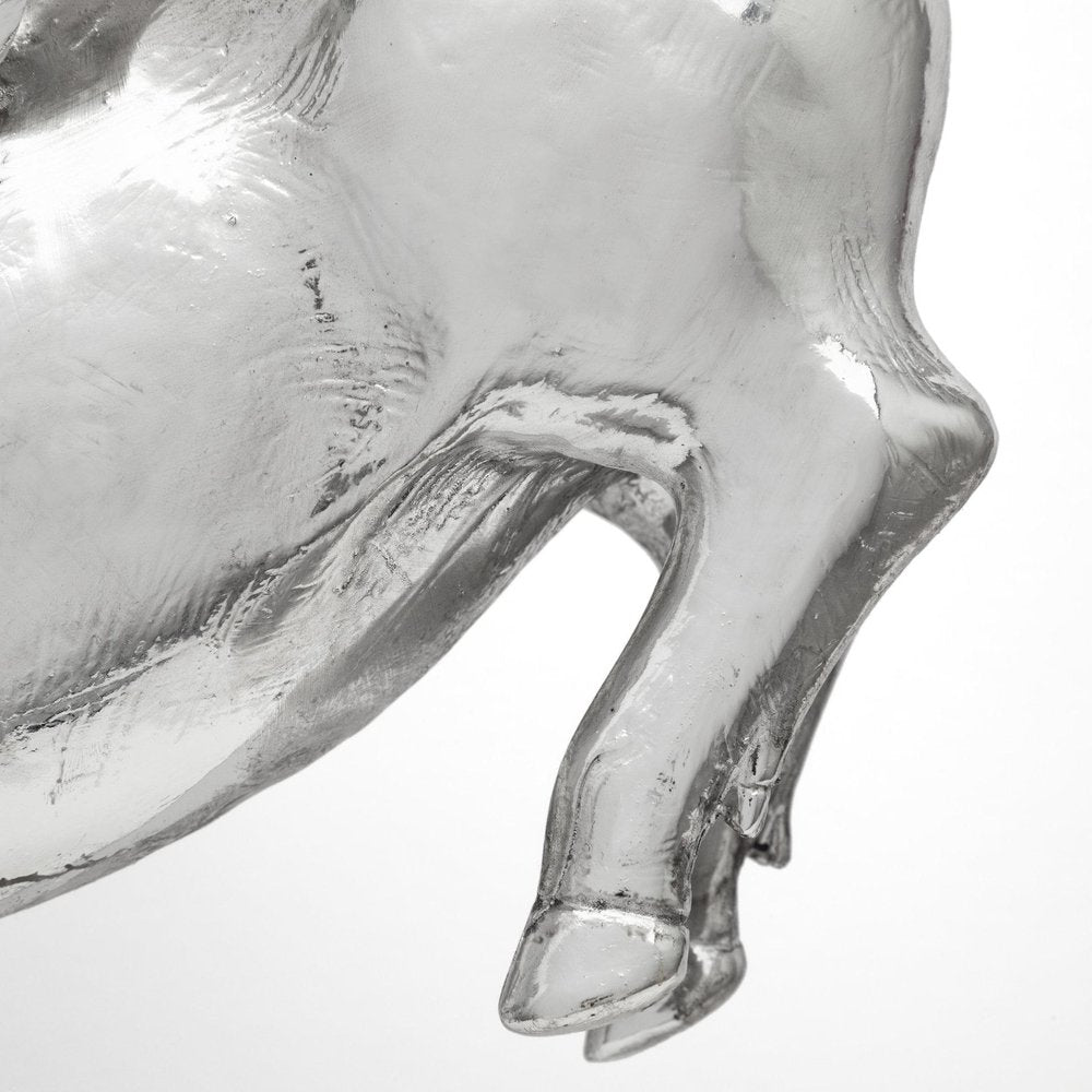 Set of Two Silver Pig Resin Hanging Wall Decor