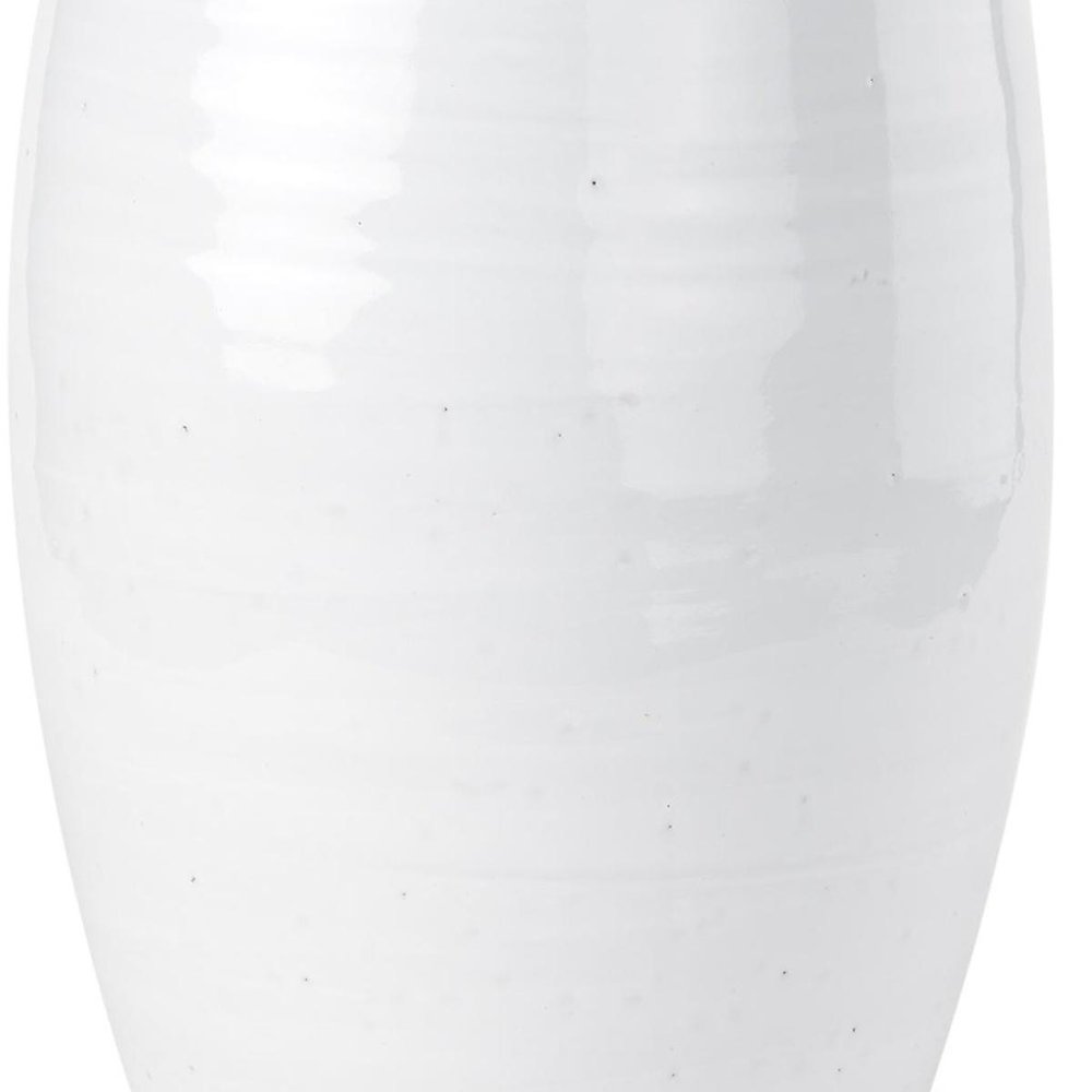 14" Off White Ceramic And Terracotta Round Table Vase With Sculptural Details