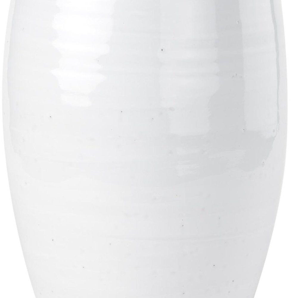 14" Off White Ceramic And Terracotta Round Table Vase With Sculptural Details