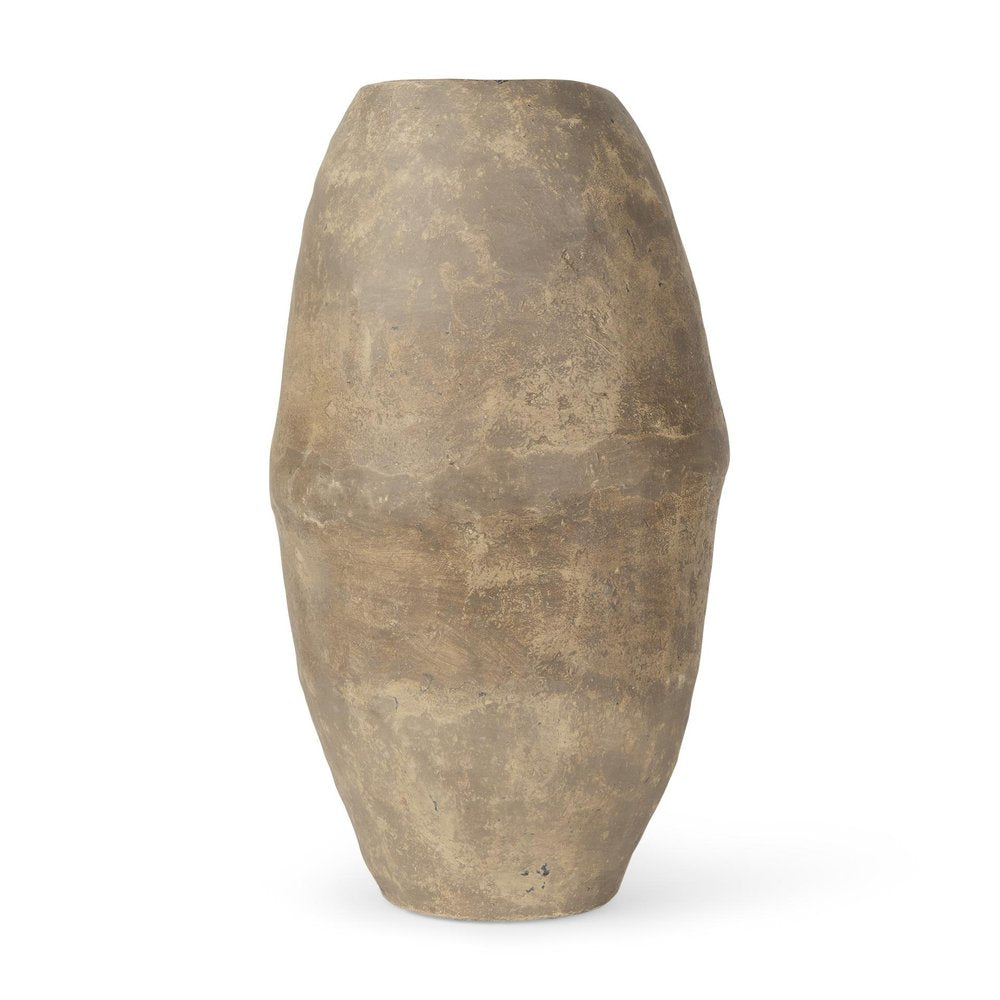 18" Gray Mottled Paper Mache Cylinder Table Vase
