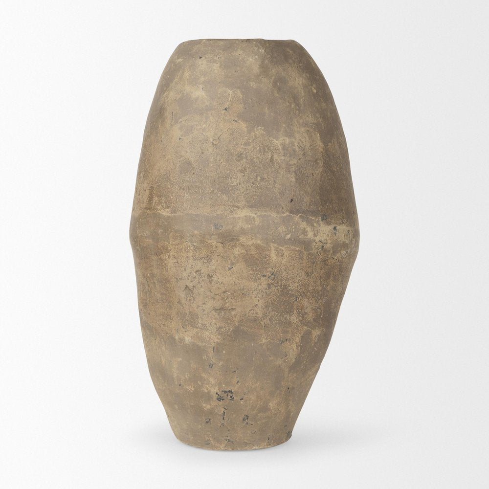 18" Gray Mottled Paper Mache Cylinder Table Vase