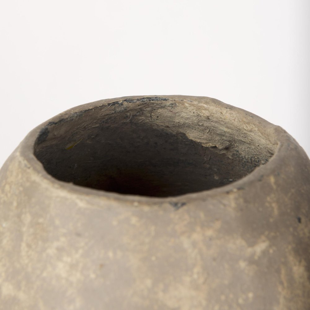 18" Gray Mottled Paper Mache Cylinder Table Vase