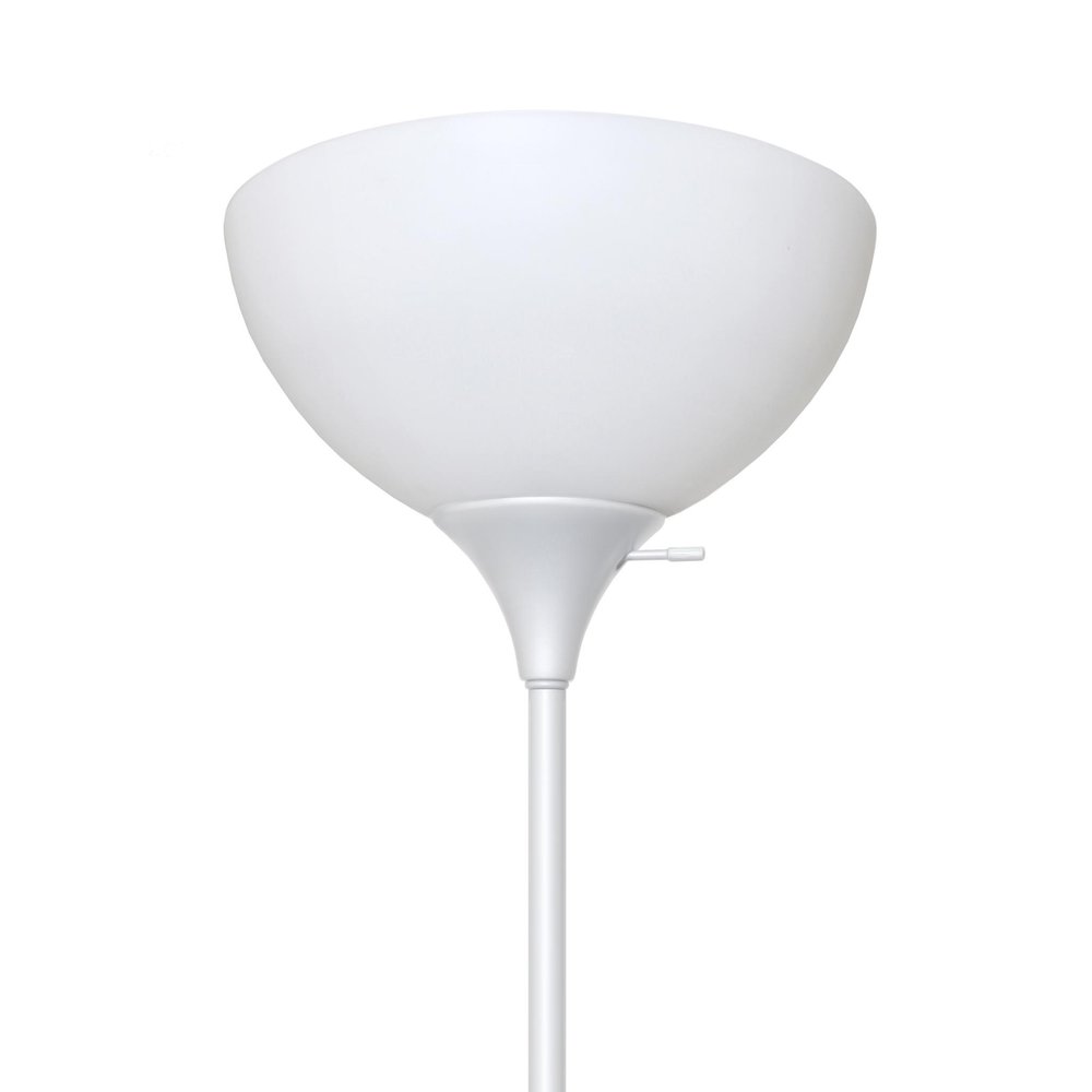 72" White Metal Two Light Floor Lamp With White Bowl Shade