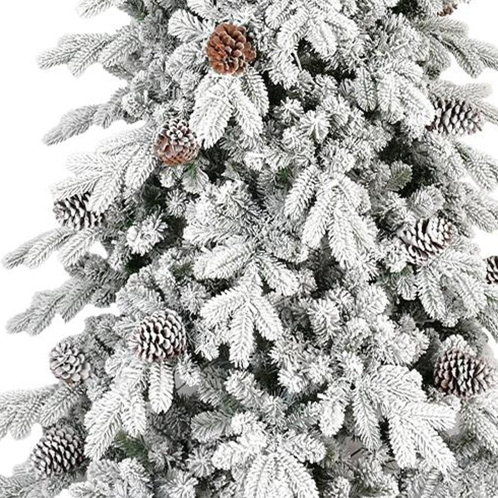 9' Slender Flocked Pine Christmas Tree With Decorations