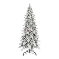 9' Slender Flocked Pine Christmas Tree With Decorations
