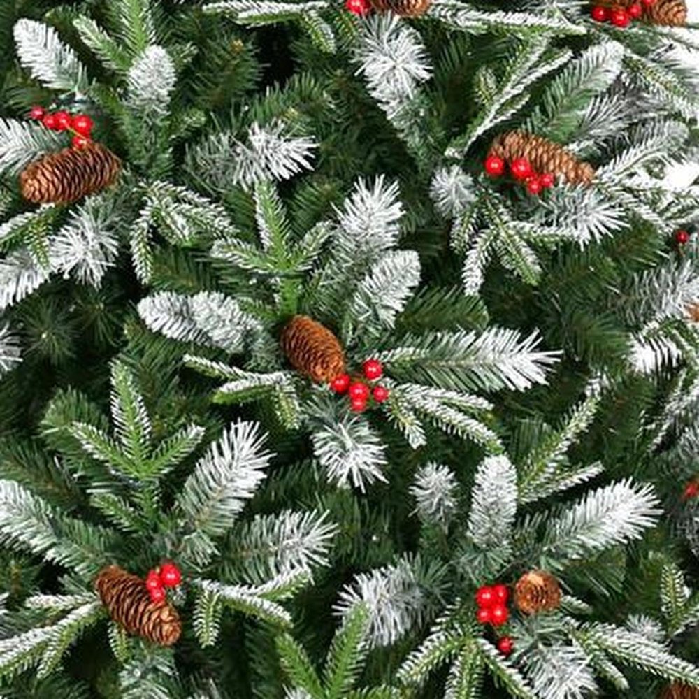 9' Full Flocked Pine Christmas Tree With Decorations