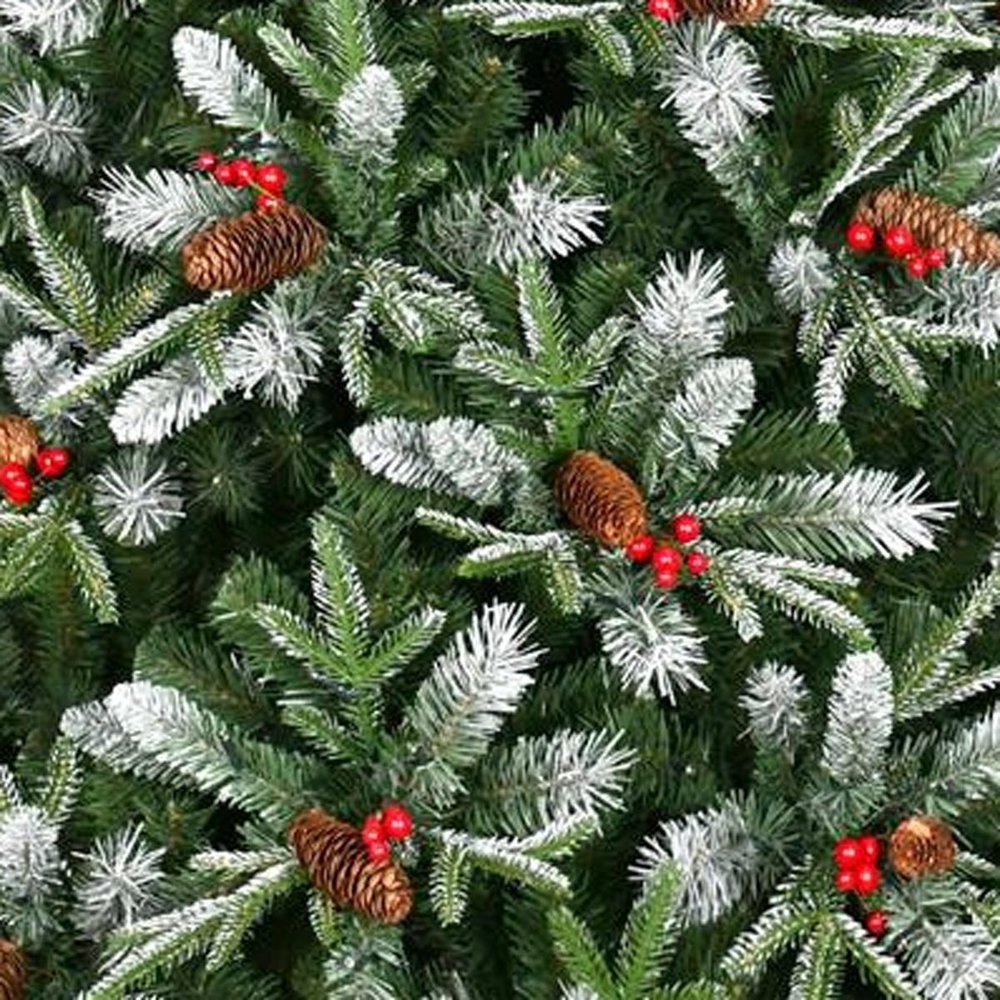 7.5' Full Flocked Pine Christmas Tree With Decorations