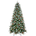 7.5' Full Flocked Pine Christmas Tree With Decorations