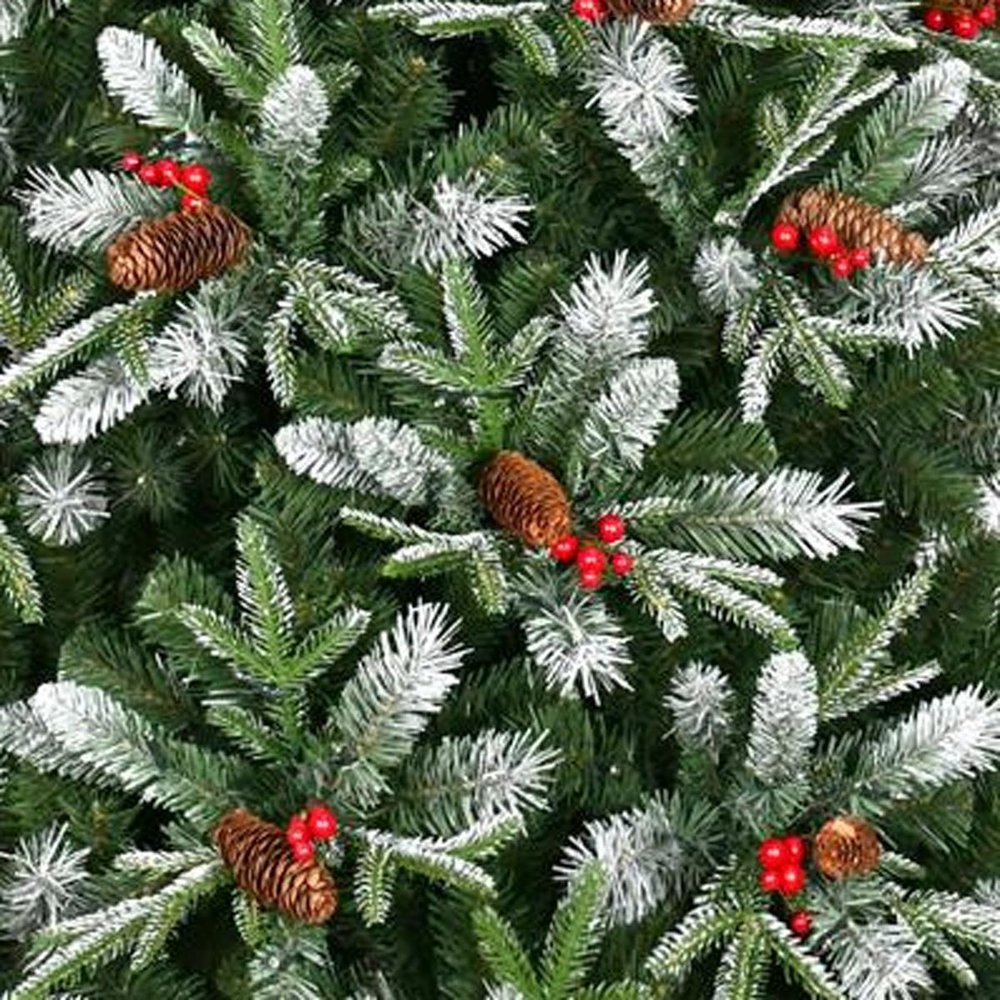 7' Full Flocked Pine Christmas Tree With Decorations