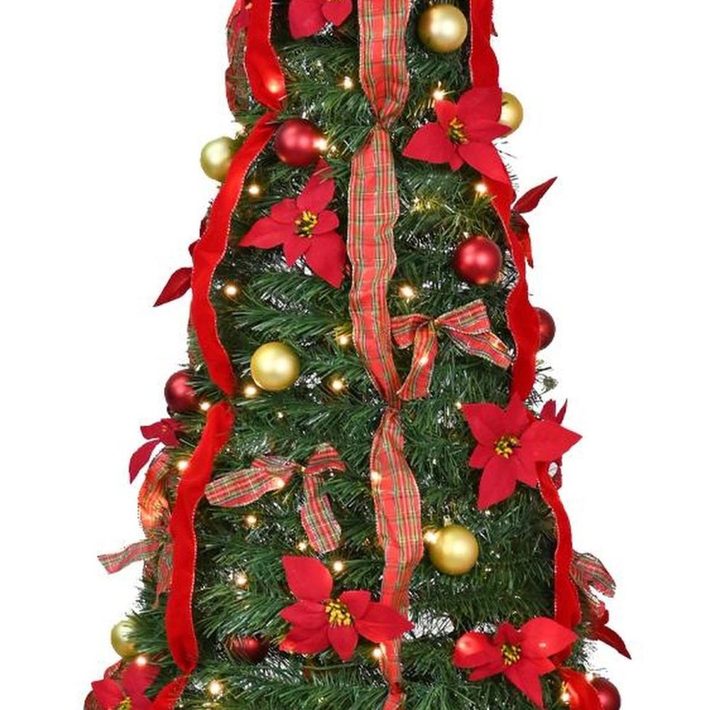 7' Full Pine Christmas Tree With Decorations