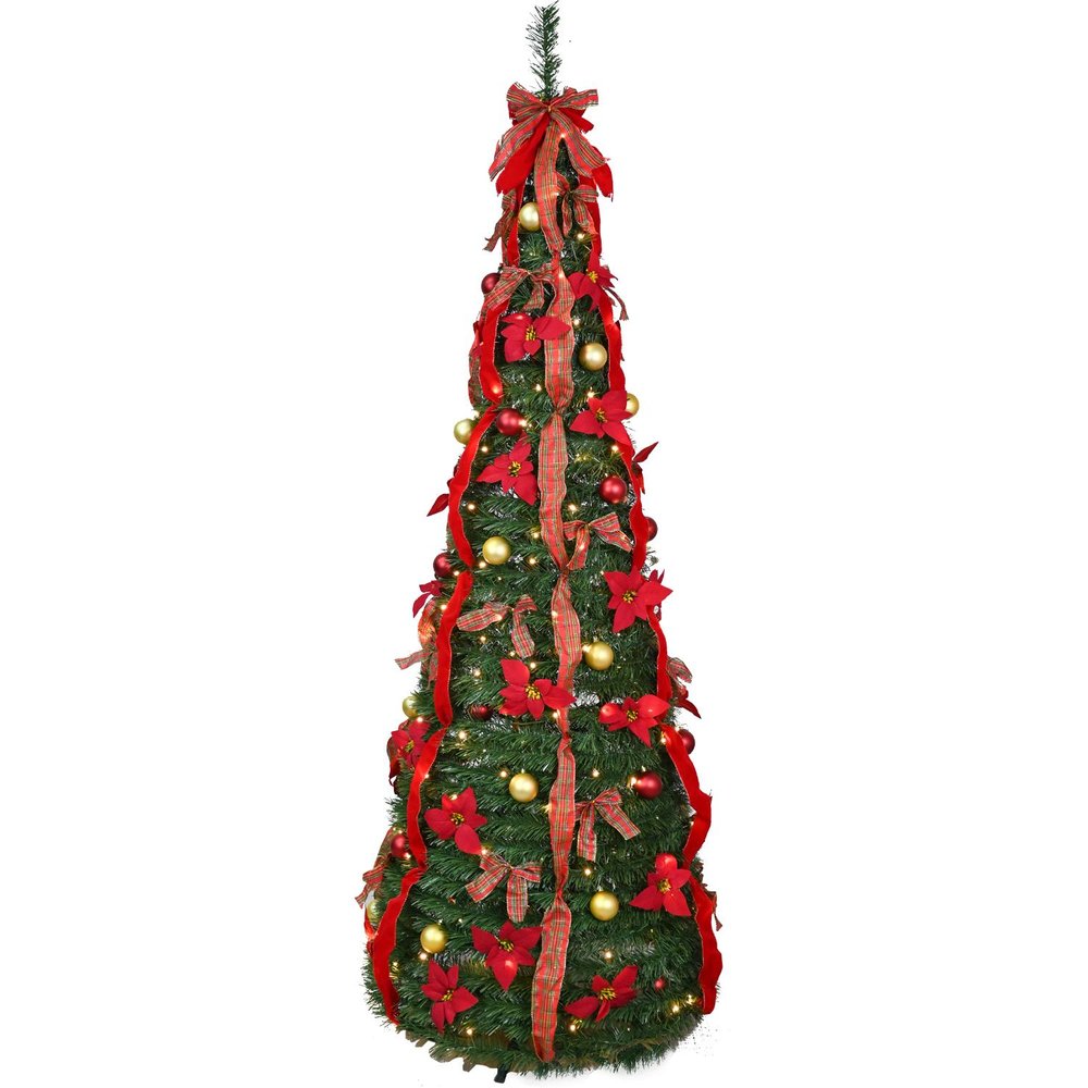 7' Full Pine Christmas Tree With Decorations