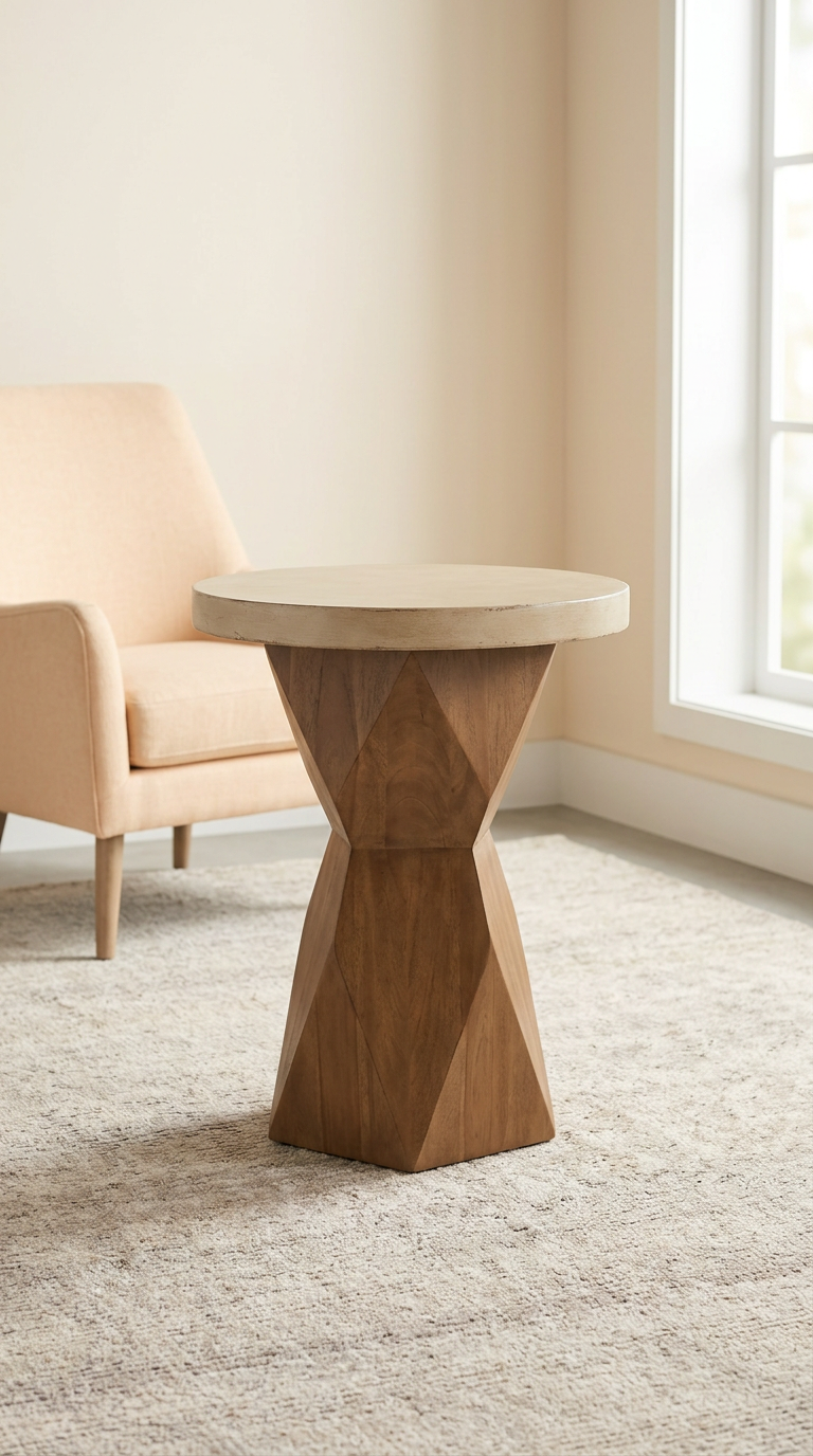 Sculptural Bronze Accent Side Table
